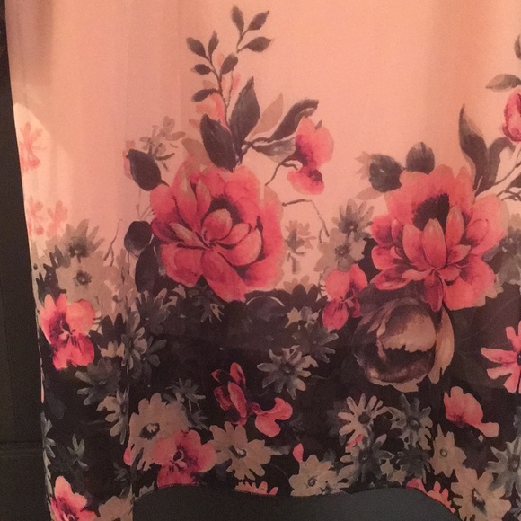 Luomeidisha peach pink floral chiffon shift large - Picture 4 of 5